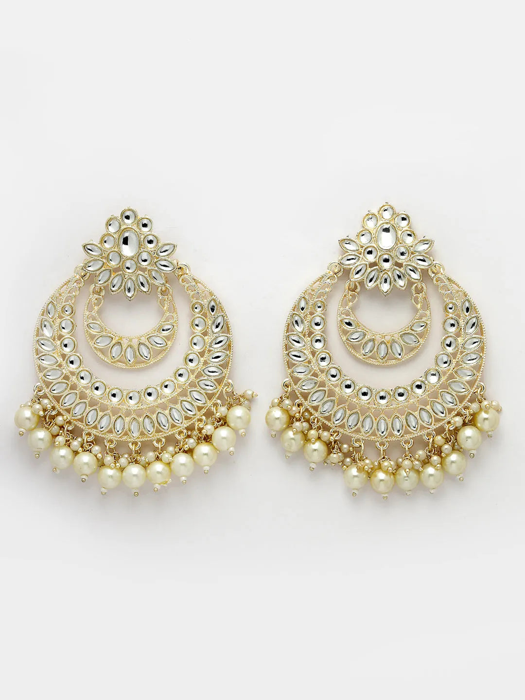 Gold-Plated Kundan Handcrafted Chandbalis Earrings