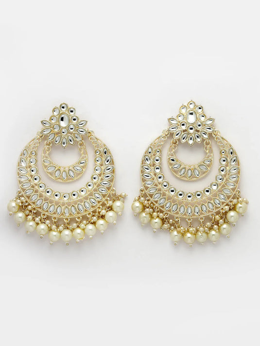 Gold-Plated Kundan Handcrafted Chandbalis Earrings