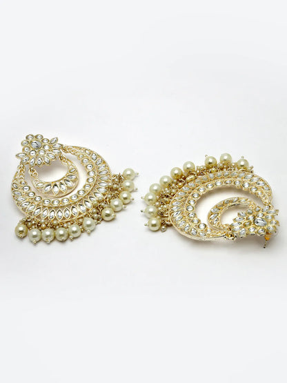 Gold-Plated Kundan Handcrafted Chandbalis Earrings