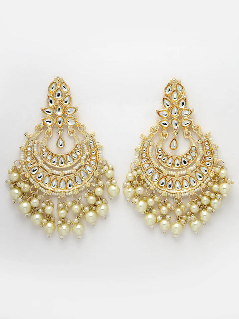 Gold-Plated Kundan Chandbalis Earrings