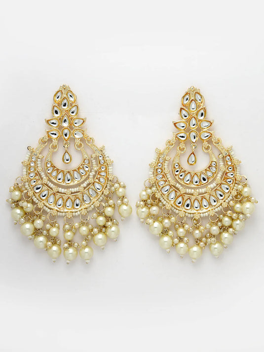 Gold-Plated Kundan Chandbalis Earrings