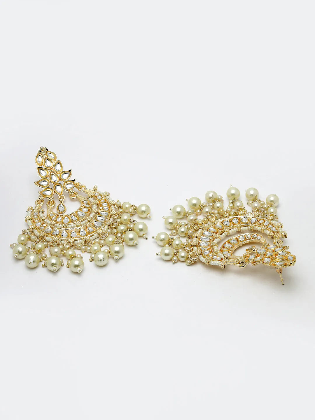 Gold-Plated Kundan Chandbalis Earrings