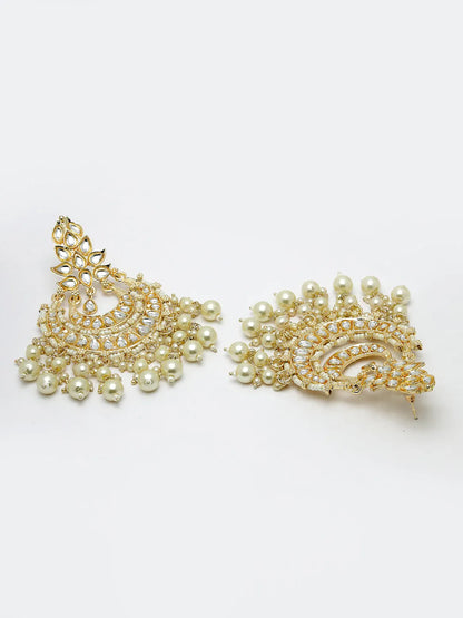 Gold-Plated Kundan Chandbalis Earrings