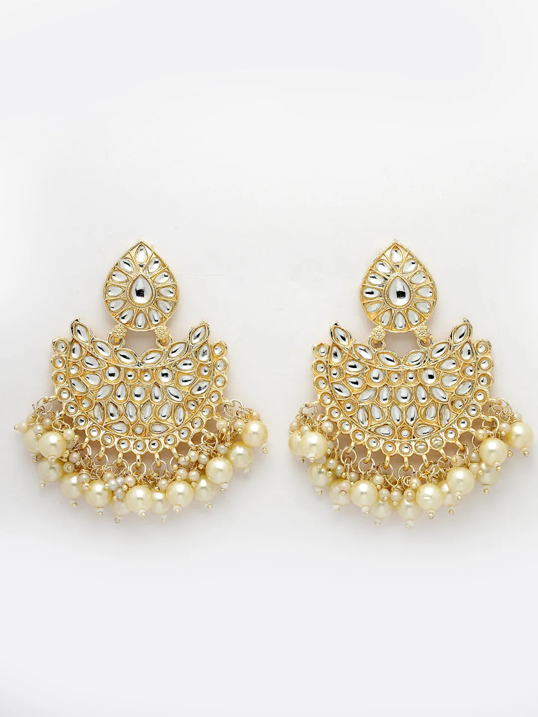 Gold-Plated Kundan Chandbalis Earrings