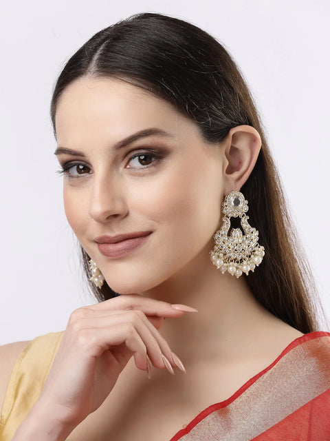 Gold-Plated Kundan Chandbalis Earrings