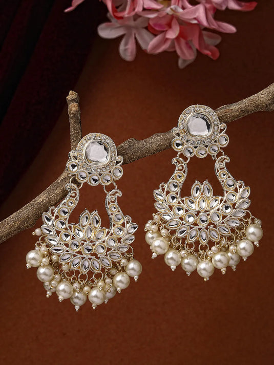 Gold-Plated Kundan Chandbalis Earrings