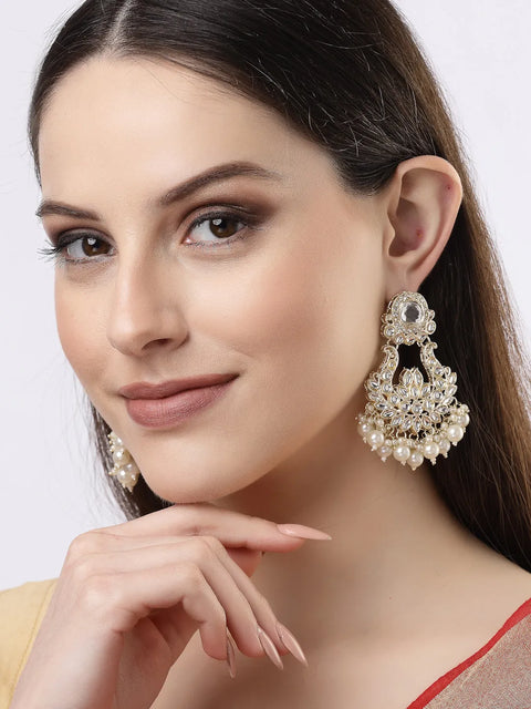 Gold-Plated Kundan Chandbalis Earrings