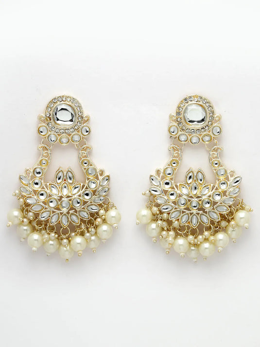 Gold-Plated Kundan Chandbalis Earrings