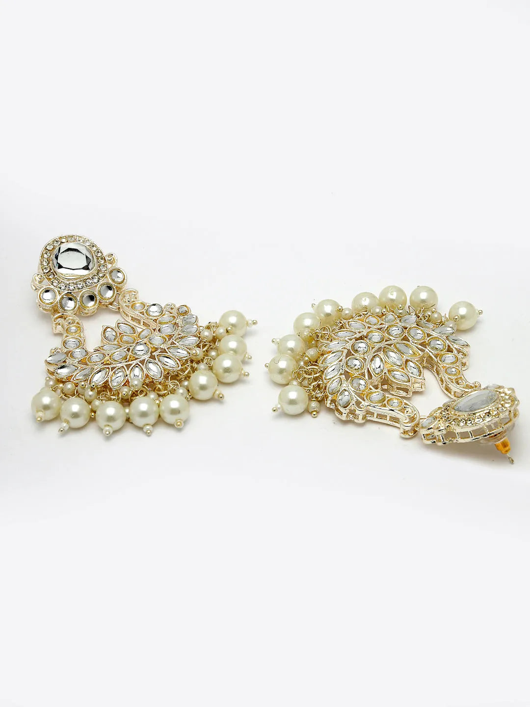 Gold-Plated Kundan Chandbalis Earrings