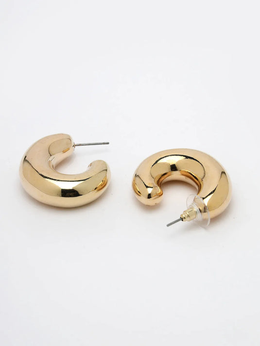 Gold-Plated Circular-Shaped Half Hoop Earrings