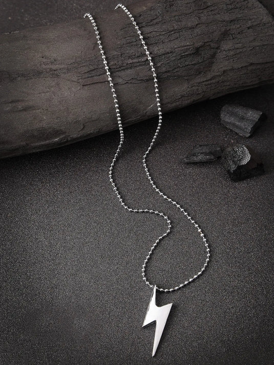 Men silver plated flash pendent with chain