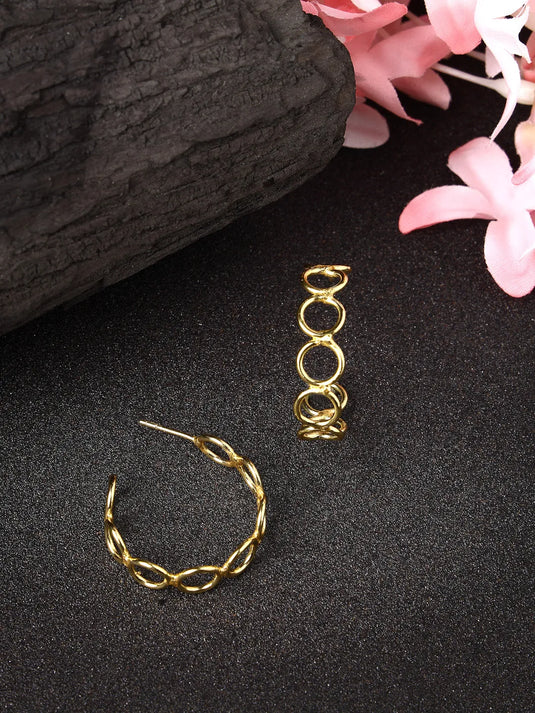 Gold-plated Contemporary Half Hoop Earrings