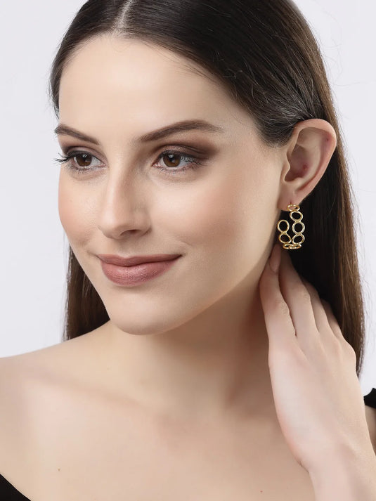 Gold-plated Contemporary Half Hoop Earrings