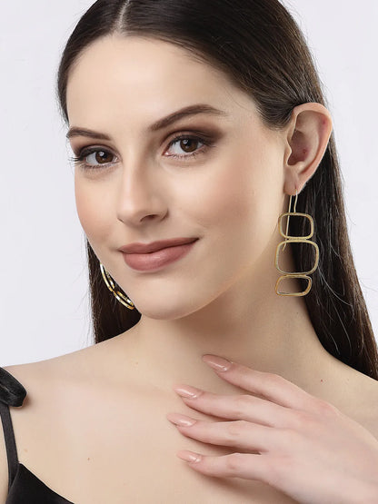 Gold-plated Contemporary Fish Hook Drop Earrings