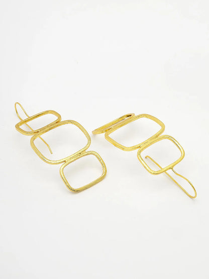 Gold-plated Contemporary Fish Hook Drop Earrings