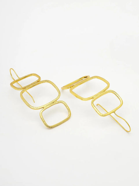 Gold-plated Contemporary Fish Hook Drop Earrings