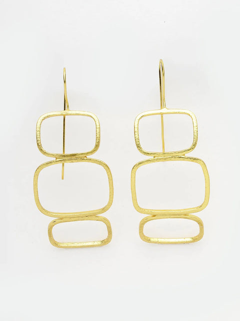 Gold-plated Contemporary Fish Hook Drop Earrings