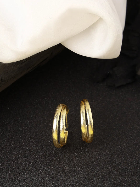 Gold-plated Alloy Circular-Shaped Half Hoop Earrings