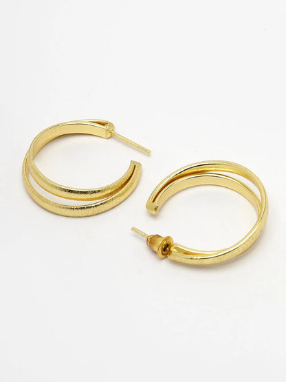 Gold-plated Alloy Circular-Shaped Half Hoop Earrings