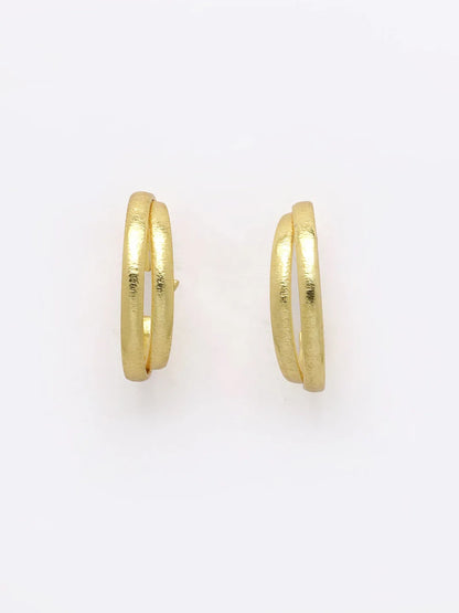 Gold-plated Alloy Circular-Shaped Half Hoop Earrings