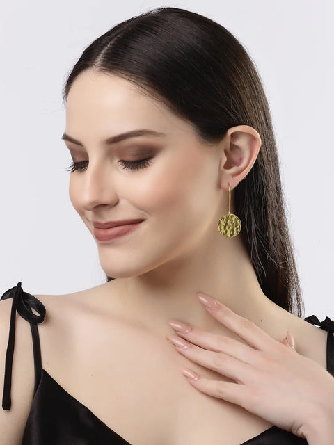 Gold-plated Fish Hook Circle Drop Earrings