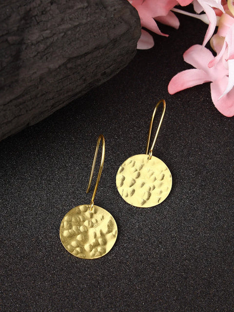 Gold-plated Fish Hook Circle Drop Earrings