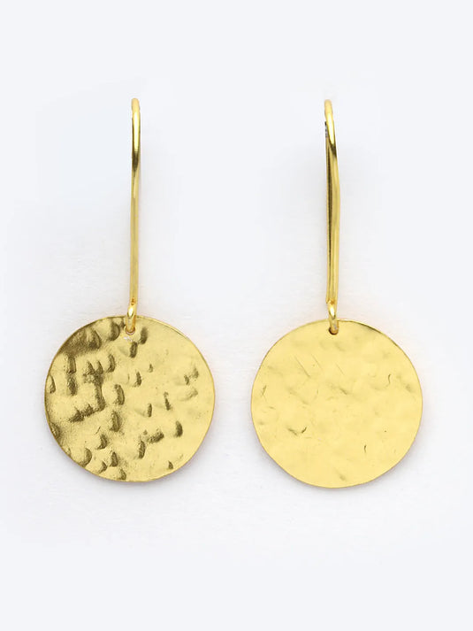 Gold-plated Fish Hook Circle Drop Earrings