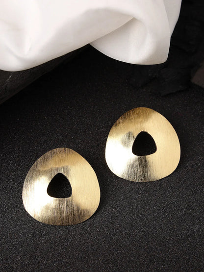 Gold-plated Alloy Triangular Drop Earrings