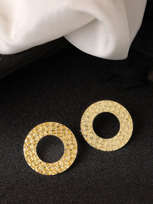 Gold-plated Cut Out Circle Drop Earrings