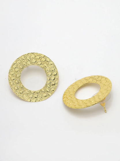 Gold-plated Cut Out Circle Drop Earrings