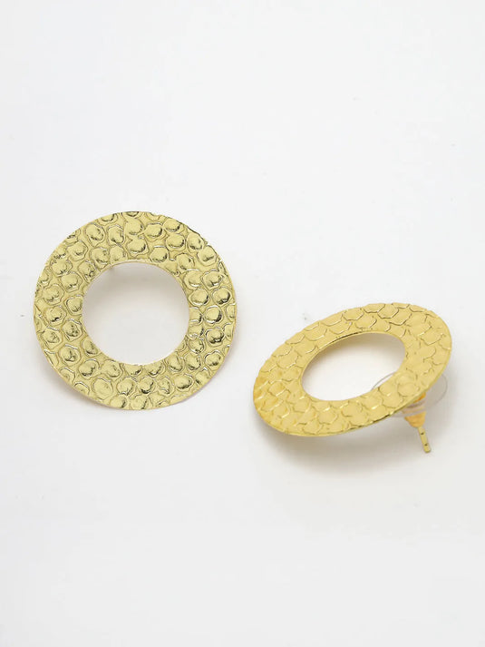 Gold-plated Cut Out Circle Drop Earrings