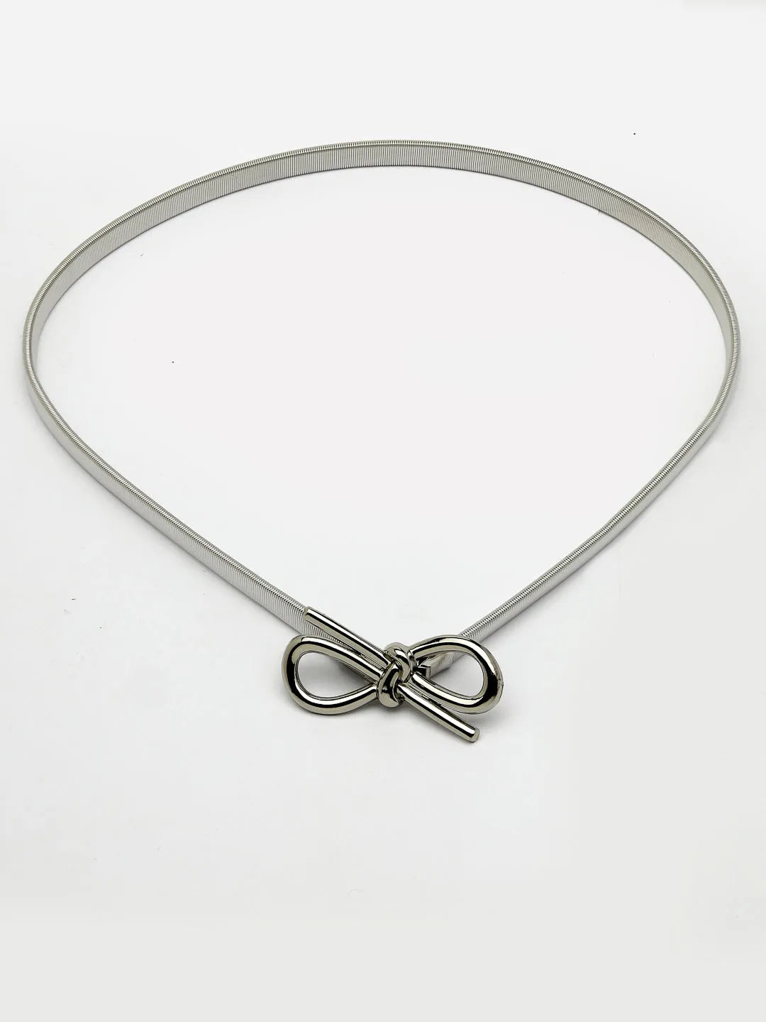 circular silver plated stretchable metal belt