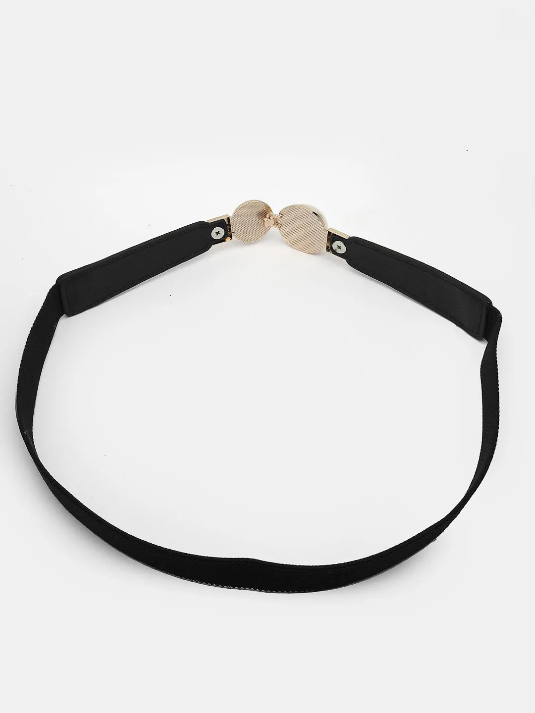 circular black stretchable leather belt