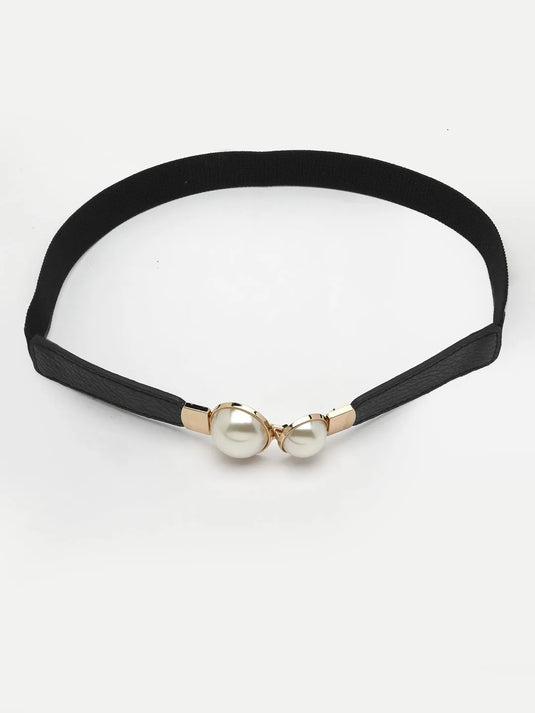 circular black stretchable leather belt