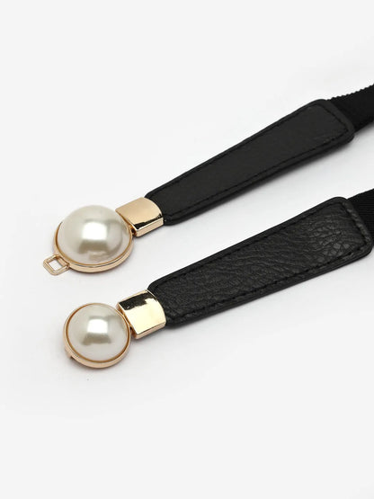 circular black stretchable leather belt