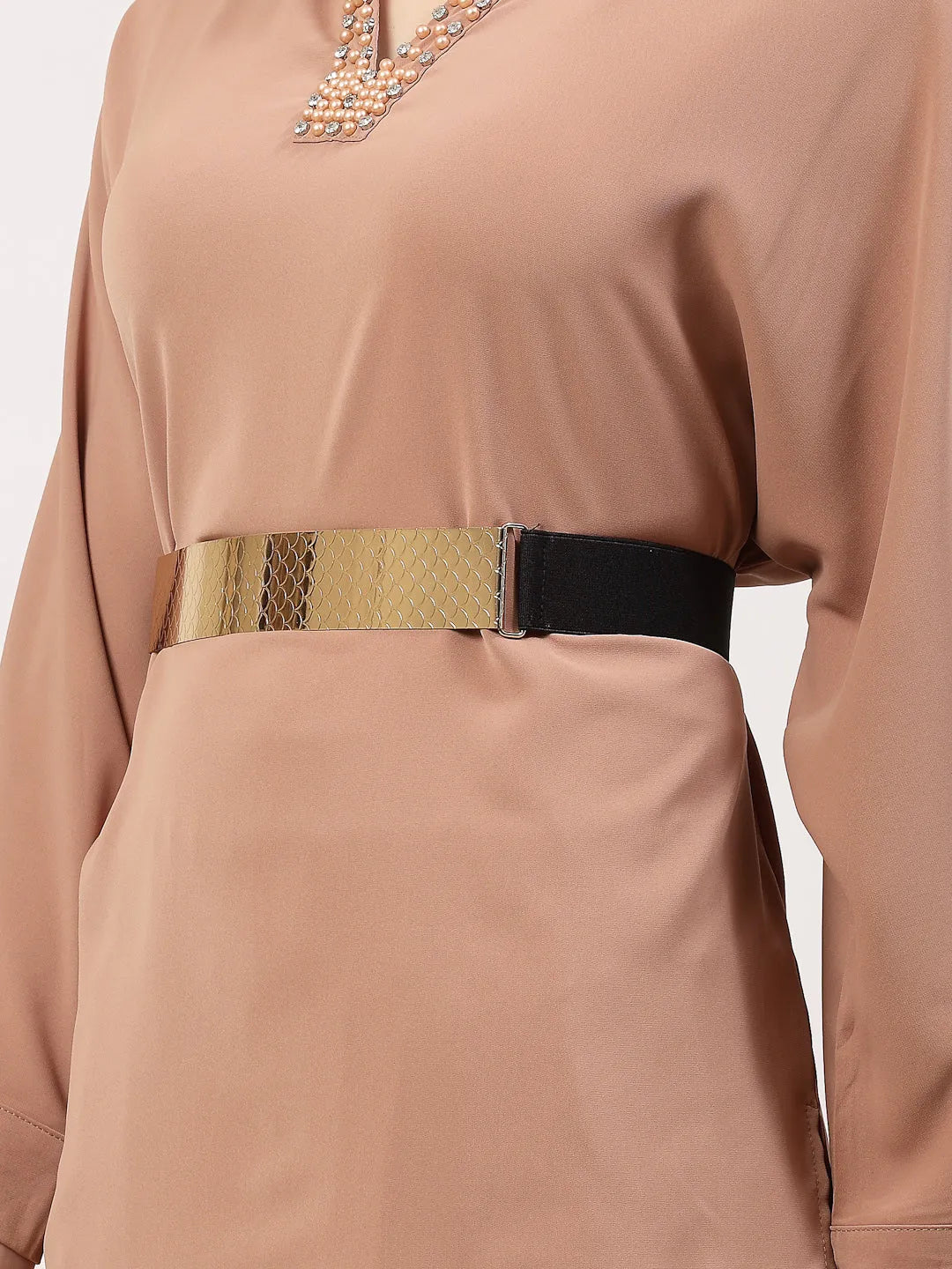 circular gold plated adjustable broad belt