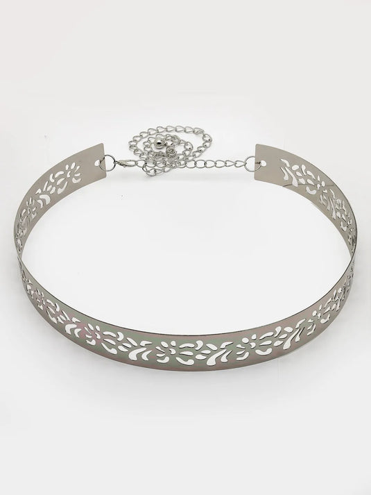 circular silver plated adjustable broad  belt