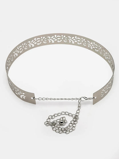 circular silver plated adjustable broad  belt