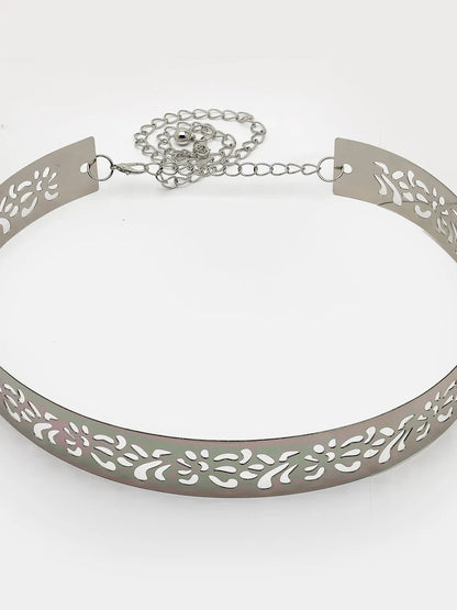 circular silver plated adjustable broad  belt