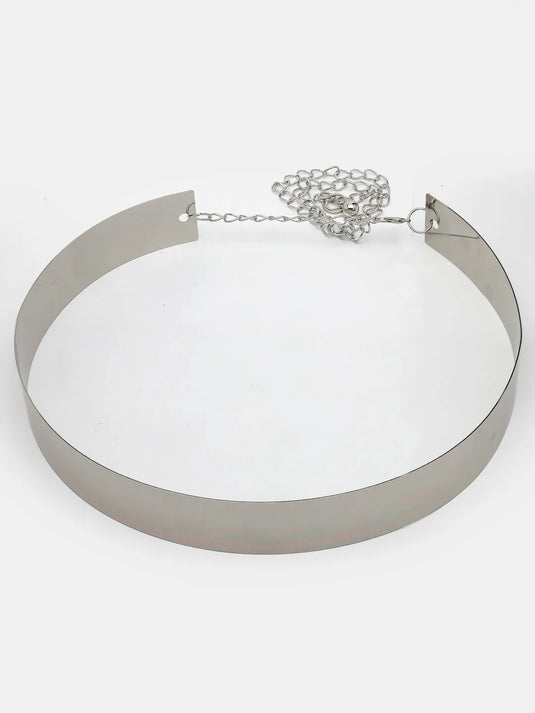 circular silver plated adjustable broad  belt