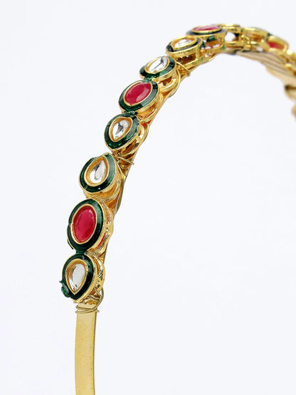 Multi colour Kundan Gold-Plated Embellished Hairband