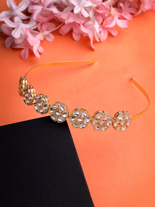 Gold-Plated Kundan Embellished Hairband