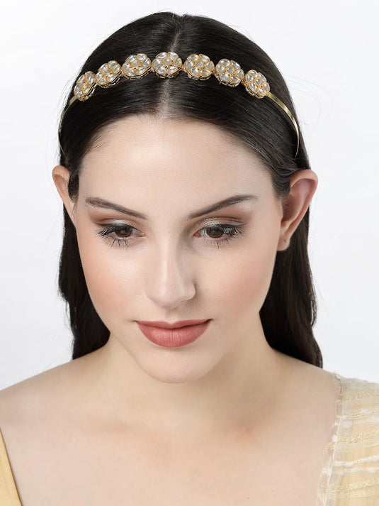 Gold-Plated Kundan Embellished Hairband