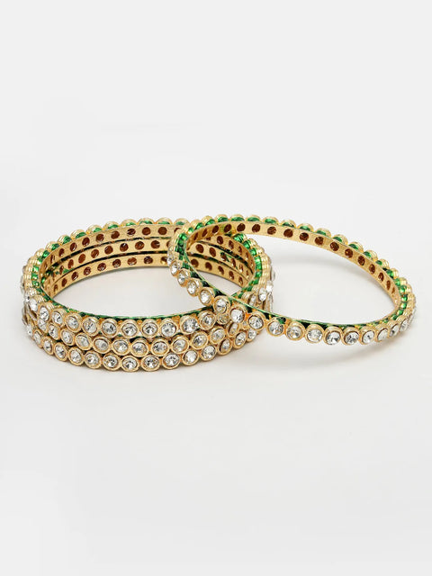 Set Of 4 Gold-Plated Kundan-Studded Traditional Bangles