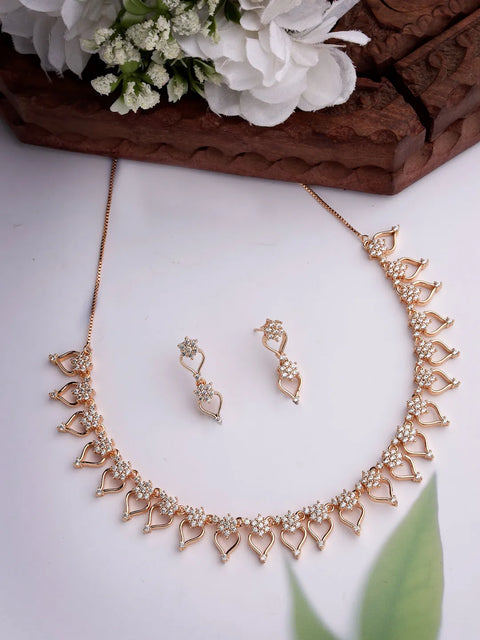 Gold-Plated American Diamond-Studded Handcrafted Jewellery Set