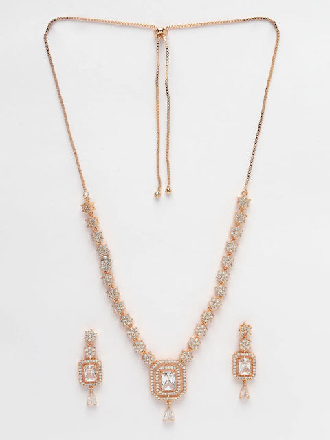 Gold-Plated American Diamond Studded Handcrafted Jewellery Set