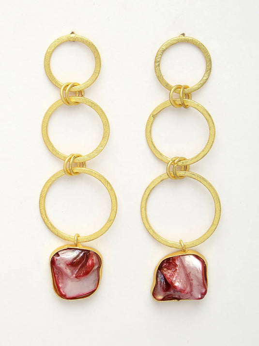 Gold-Plated Mother of Pearl Handcrafted Drop Earrings