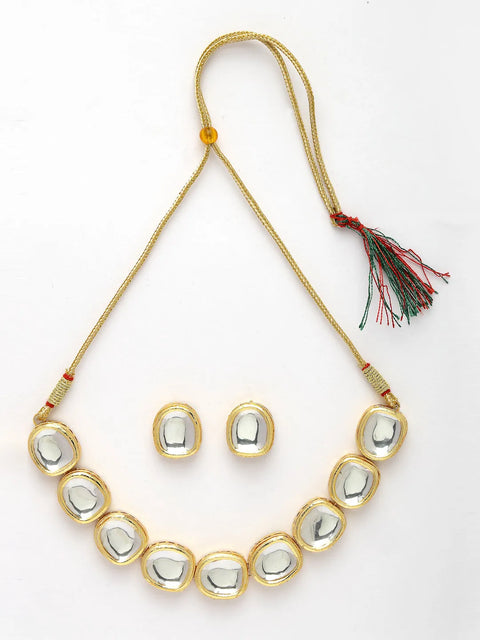 Gold Kundan-Studded Handcrafted Jewellery Set