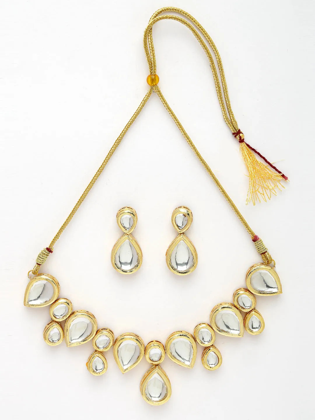 Gold Kundan-Studded Handcrafted Jewellery Set