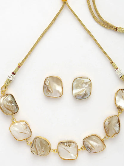 Gold-Plated Mother of Pearl Handcrafted Jewellery Set